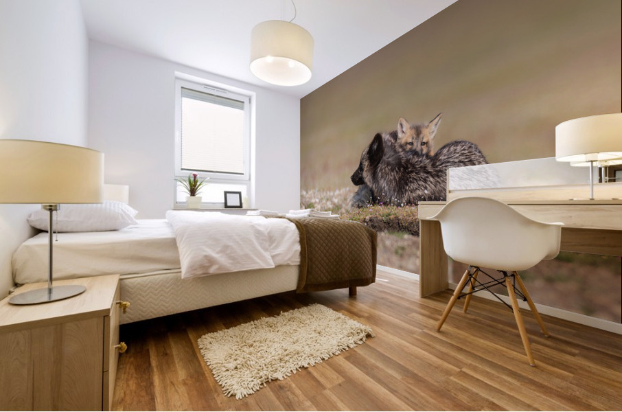 Red Fox with Kit Mural print